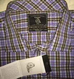 MAKER & COMPANY - MULTI COLORED Plaid Dress Shirt 2XLT Big/Tall Button Down L/S