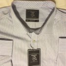 MAKER & COMPANY Men's LS Multicolor/RED Striped Shirt 3XB Button Front Big/Tall