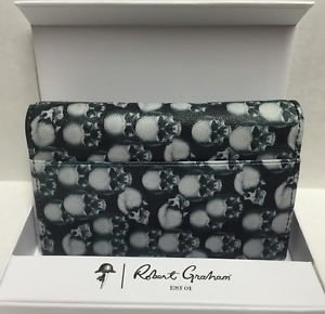 ROBERT GRAHAM Leather Skull Apple iPhone 5 5S 5SE WalletCase Credit Card ID $108