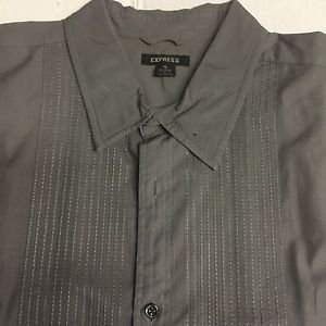 Express -  Mens Button Down  SHIRT Long Sleeve - Gray  XL
