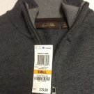 NWT TASSO ELBA MENS COTTON BLEND Gray 3/4 ZIP MOCK NECK PULLOWER SWEATER, SIZE S