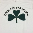 Kiss Me I'm Irish Shamrock St. Patrick's Day Adult Humor T-shirt - White- Medium