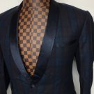Carlos Campos Blue One Button Wool Blazer $819 Size 40R Regular