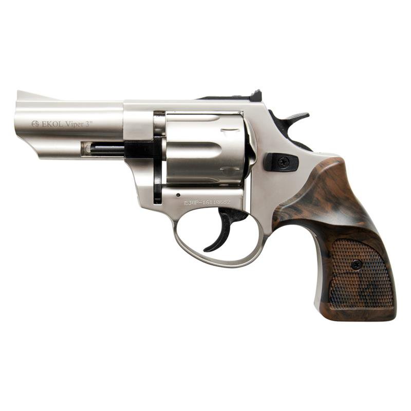 BLANK FIRING REVOLVER VIPER GUN SATIN FINISH 9MM 3 INCH BARREL