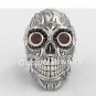 Heavy Metal Black Enamel Men's Large Skull Engagement Ring 925 Sterling Silver