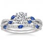 1.70 Ct Blue Sapphire Marquise Luxe Willow Wedding Ring Sets In 10K White gold