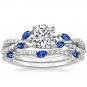 1.70 Ct Blue Sapphire Marquise Luxe Willow Wedding Ring Sets In 10K White gold