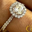 1.60 Tcw Round Cut Solitaire French Set Halo Engagement Ring In 10K White Gold