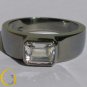 1.75 Ct Emerald Cut Bezel Set Solitaire Engagement Men's Ring In 14k Black Gold