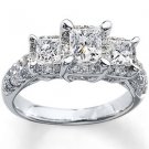 2 ct tw Elegant Sparkle Princess cut Three 3 Stone Engagement Ring In White Gold