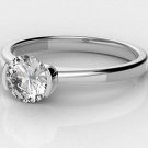 0.50 Ct Round Solitaire Half Bezel Set Engagement Ring In 10k Solid White Gold