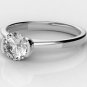 0.50 Ct Round Solitaire Half Bezel Set Engagement Ring In 10k Solid White Gold