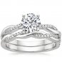 1.05 Cts Nature Inspired Twisted Vine Engagement Wedding Ring Set 14k White Gold