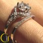 2.50 Ct Vintage Floral Nature Inspired Wedding Ring set 10k White Gold Size 9.75
