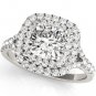 1.20 TCW Two Tone Cushion Double CZ Halo Engagement Ring 10 K White Gold
