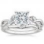 1.65 Ct Nature Inspired Princess Cut Engagement Wedding Ring Set In White Gold