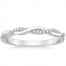 0.13 Cts G-H SI Diamond Twisted Vine Half Eternity Wedding Band 14k White Gold
