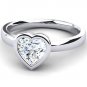 0.75 Cts Heart Shape Solitaire CZ Bezel Set Engagement Ring In 10k White Gold