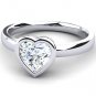0.75 Cts Heart Shape Solitaire CZ Bezel Set Engagement Ring In 10k White Gold
