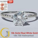1.25 Cts Round Solitaire Six Claw Pave Engagement Ring 18k Solid Real White Gold