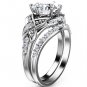 2.50 Ct Vintage Floral Nature Inspired Wedding Ring sets In 10k White Gold