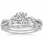 1.70 Ct Round Solitaire Luxe Willow Wedding Ring Sets In 10K solid white gold