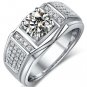 1.20 Tcw Round Cut Claw Set Solitaire Men's Engagement Ring 10K Solid White Gold