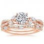 1.70 Ct Round Solitaire Luxe Willow Wedding Ring Sets In 10K solid Rose gold
