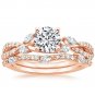 1.70 Ct Round Solitaire Luxe Willow Wedding Ring Sets In 10K solid Rose gold