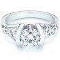 2.00 Cts Tapered Shank Half Bezel Floral Vintage Engagement Ring 14K White Gold