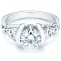 2.00 Cts Tapered Shank Half Bezel Floral Vintage Engagement Ring 14K White Gold