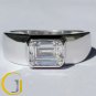 1.75 Cts Emerald Bezel Set Solitaire Engagement Men's Ring 925 Sterling Silver