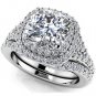 2.10 Tcw Cushion Cut CZ Solitaire Double Halo Bridal Ring Sets 10k White Gold
