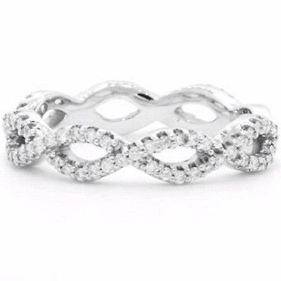 0.39 Ct G-H SI Round Cut Eternal Twist Diamond Wedding Ring 14k Solid White Gold