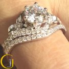 1.60 Tcw Unique Flower Nature Inspired Engagement Ring Set In 10k White Gold