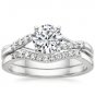 1.00 ct Solitaire Entwine Nature Inspired Wedding Ring Sets 10k white gold