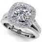 1.50 Tcw Round Solitaire CZ Double Halo Bridal Ring Sets 10K Solid White gold