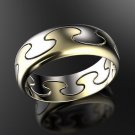 6.00 mm Wide Two Tone Puzzle Wedding Band Ring In 18K White And Yellow Gold