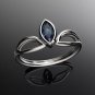 7 x 3.5 mm Blue Sapphire Marquise Bezel Solitaire Engagement Ring 18K White Gold