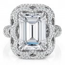 5.90 ct Solitaire Emerald Cut Cirrus Large Halo Engagement Ring 10K White gold