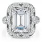 5.90 ct Solitaire Emerald Cut Cirrus Large Halo Engagement Ring 10K White gold