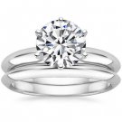 2.00 Ct Round solitaire Six Prong Knife Edge wedding ring set In 14K White Gold