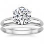 2.00 Ct Round solitaire Six Prong Knife Edge wedding ring set In 14K White Gold