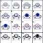 Halo Floral Multi Color Stone Bridal Engagement Ring Set Wedding Band White Gold