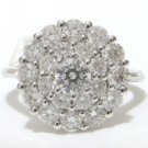 2.15 Ct Round Cut Large Cluster Style Solitaire Engagement Ring 14k White gold