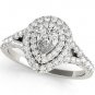1.10 Ct Pear Shape Split Shank Double Halo Engagement Ring In 14k White Gold