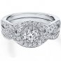 0.90 Tcw Round Cut Halo twist CZ Engagement And Wedding Ring Set 10K White Gold