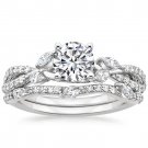 1.70 Ct F-G VVS Natural Diamond Semi Mount Wedding Ring Set In 18K white gold