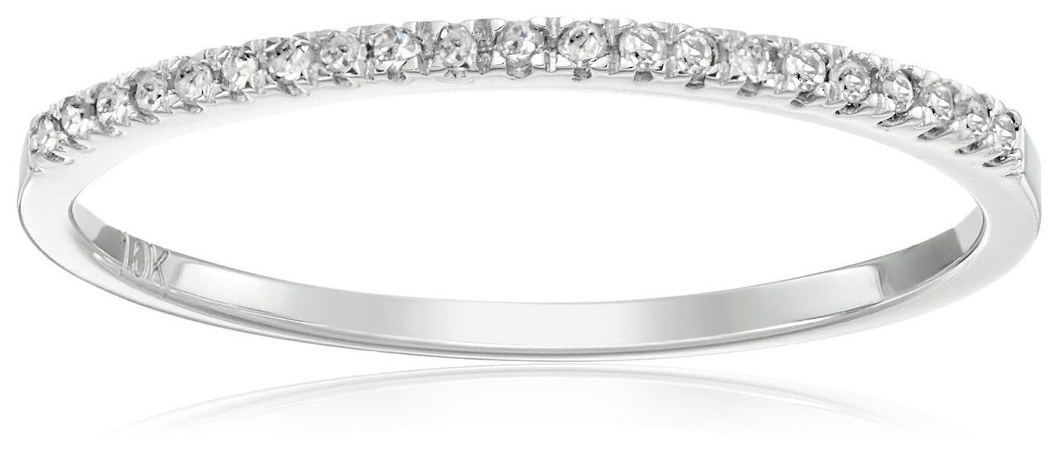 0.08 Ct G-H SI Round Cut Diamond 1 mm Wide Eternity Wedding Band 18k White Gold
