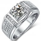 1.20 Tcw Round Cut Claw Set Solitaire Men's Engagement Ring 18K Solid White Gold